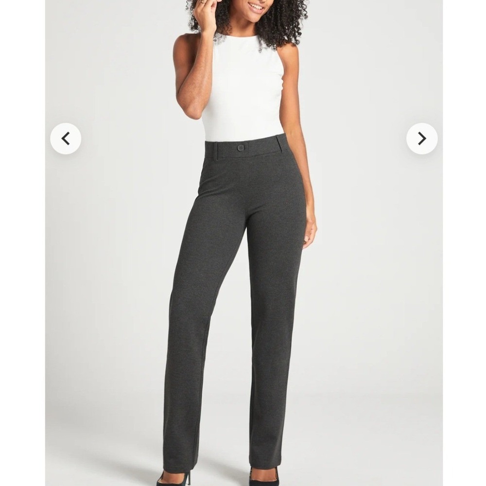 Betabrand Classic DPYP Dress Pant Yoga Pant Straight Leg Charcoal Gray Small NEW - Picture 1 of 12